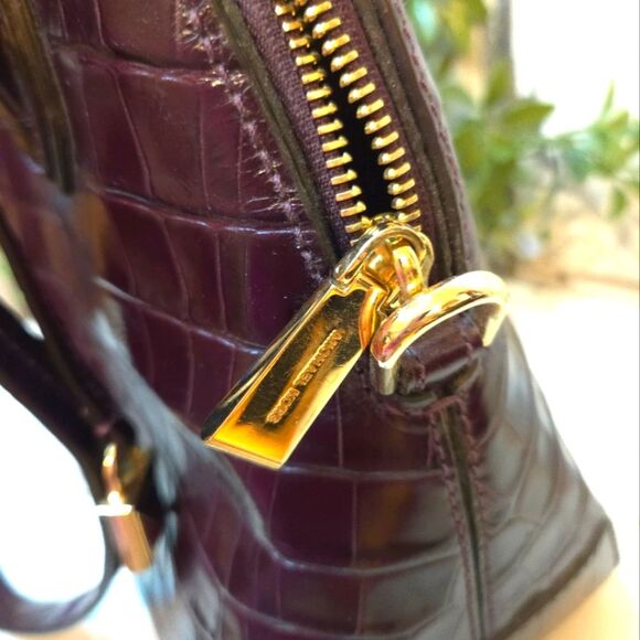 Michael Kors Mercer Crocodile-Embossed Leather Dome Satchel w/Gold Accents - Picture 5 of 14